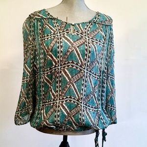 Peter Dunham for Lucky Brand Sheer Printed Top